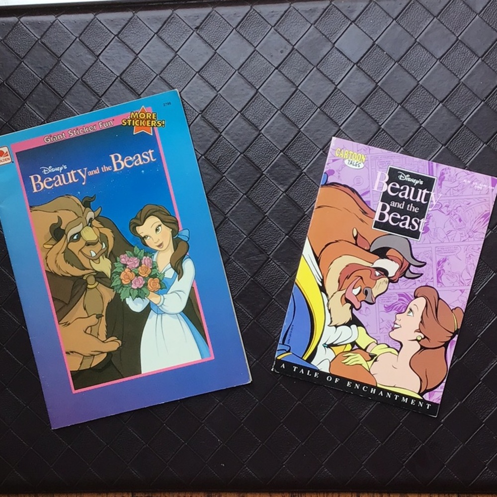Disney Beauty and the Beast cartoon tales comic book and sticker coloring books